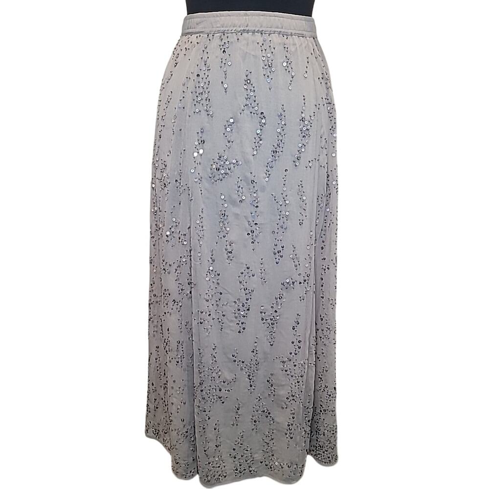 Soft Surroundings Women's Boho Luxe Sequin Beaded Maxi Skirt Petite M NWOT Chic